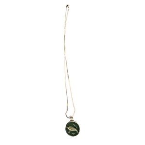Vintage 14K Gold Taurus Zodiac Pendant Necklace Green Nephrite Jade Bull Charm